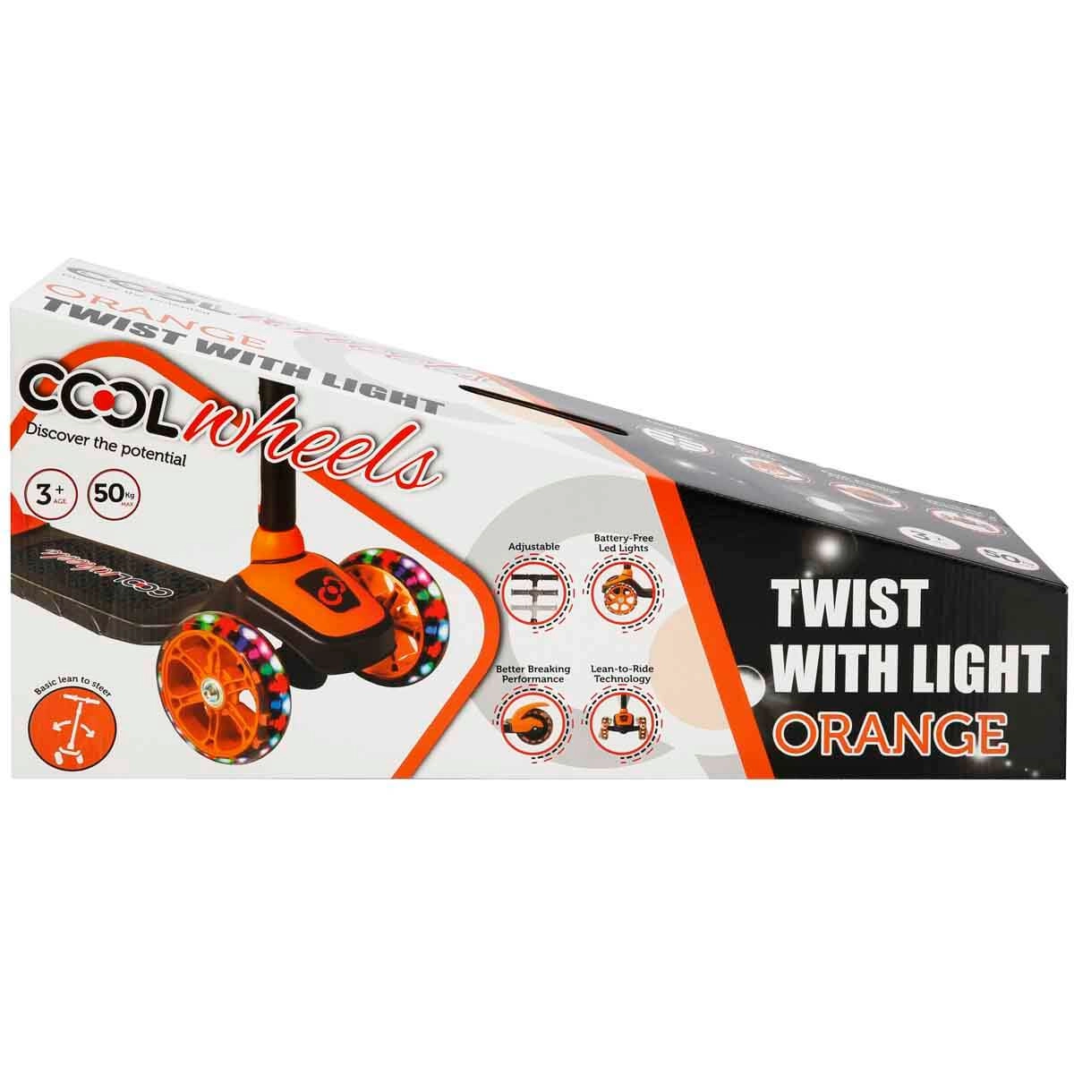 Cool Wheels Twist 3+ Işıklı Yüksekliği Ayarlanabilir Scooter Turuncu
