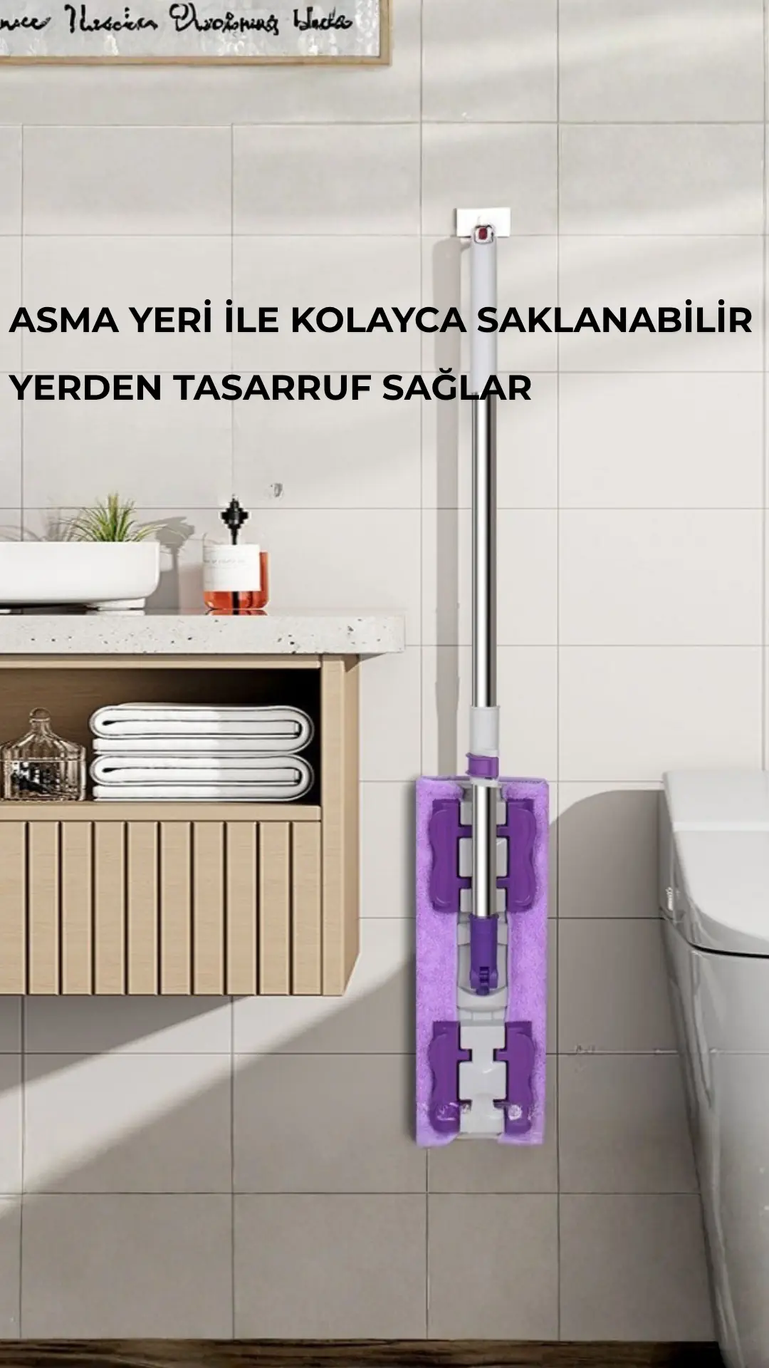Yer Duvar Fayans Cam Temizlik Mikrofiber 4 Mandallı Mop