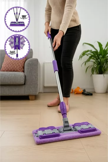 Yer Duvar Fayans Cam Temizlik Mikrofiber 4 Mandallı Mop